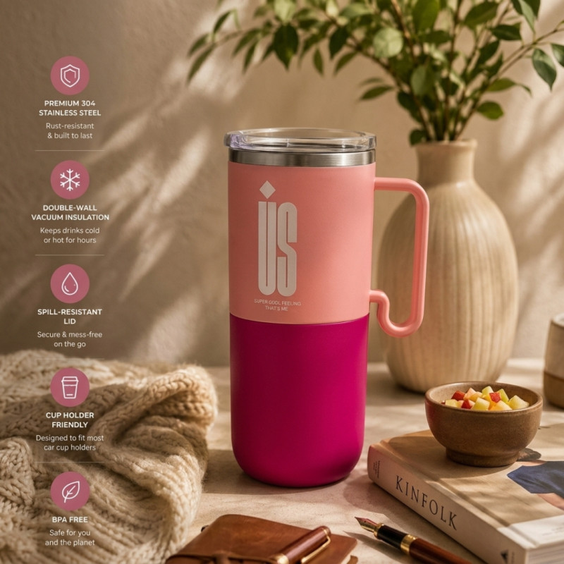 600ml Stylish 2 In 1 Insulated Tumbler
