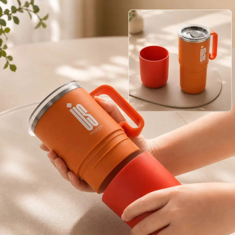 600ml Stylish 2 In 1 Insulated Tumbler