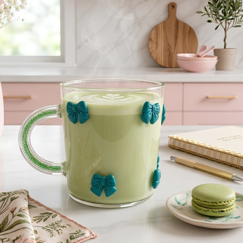 Cute Bow Design Glass Cup