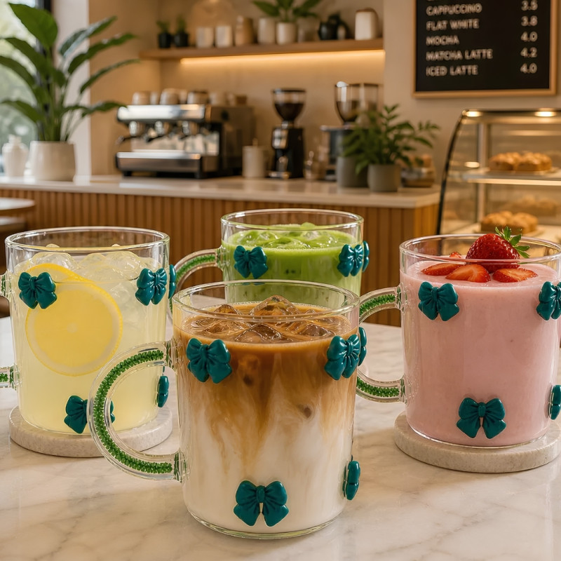 Cute Bow Design Glass Cup