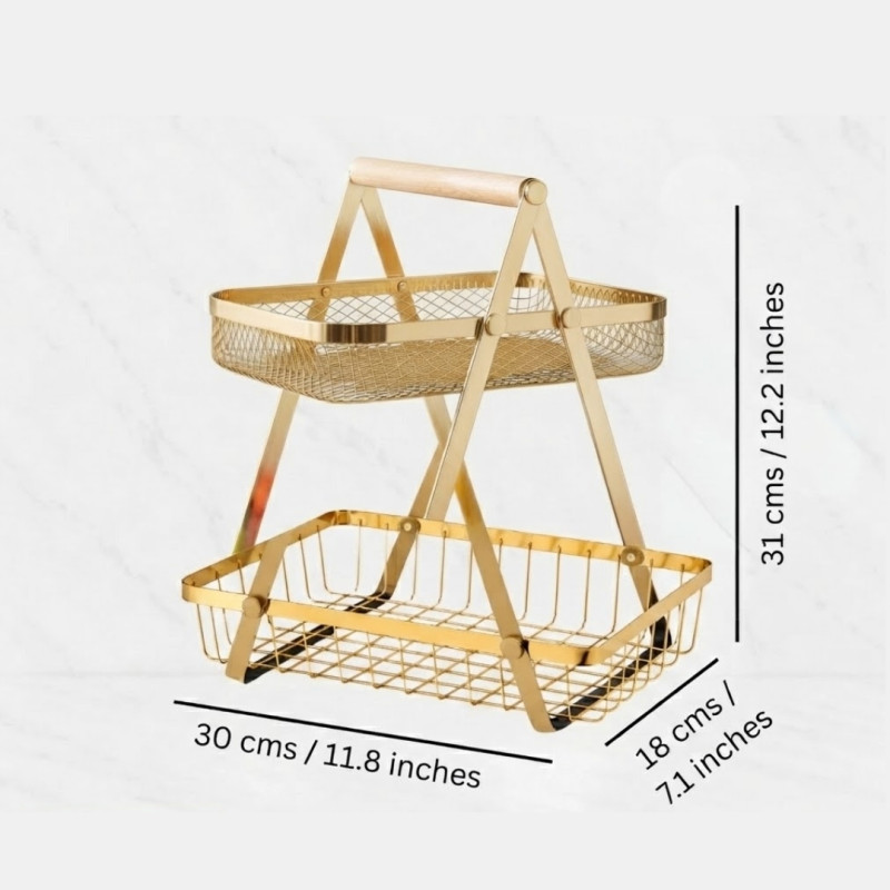 2 Layer Golden Storage Basket