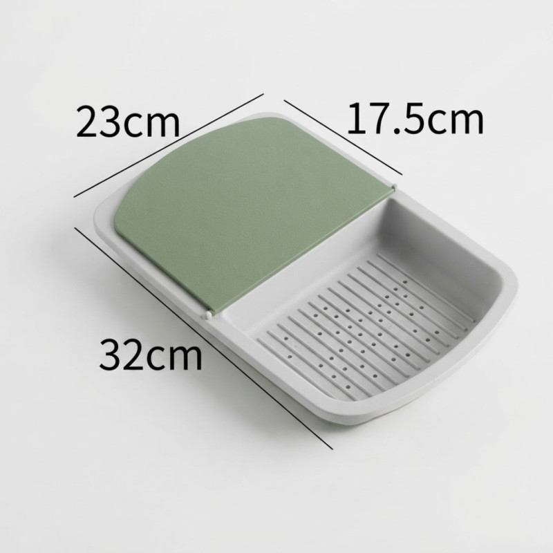 3 In 1 Plastic Chopping Board With Draining Basket & Flip Lid