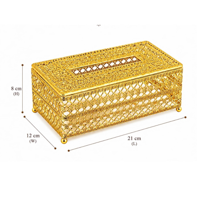 Gold Metallic Filigree Tissue Box