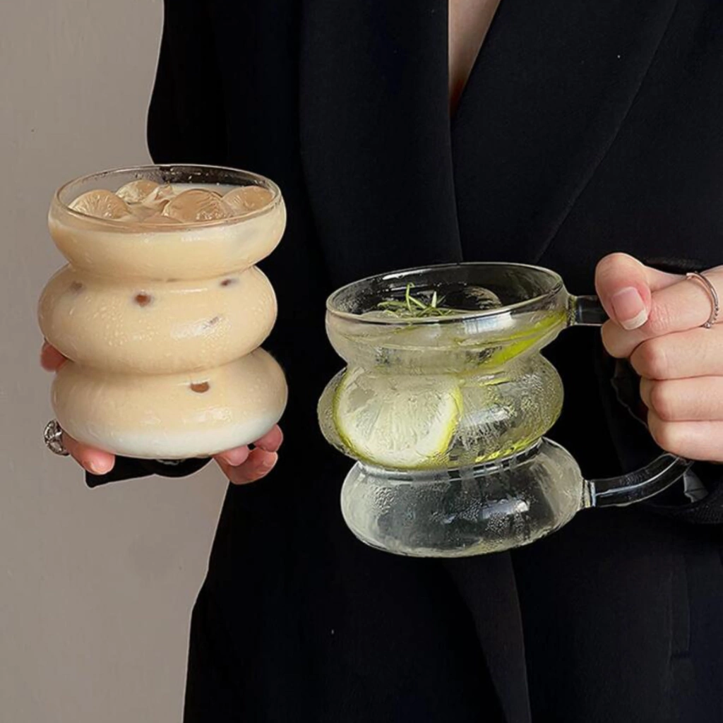 Borosilicate Glass Irregular Cup With Handle 430ml