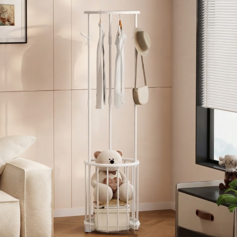 Multi Purpose Clothes & Storage Rack With Basket