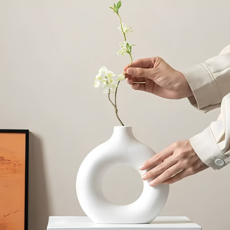 Platsic Donut White Vase