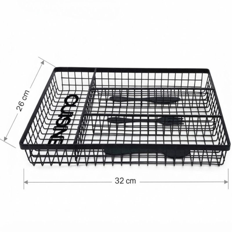 4 Compartment Metal Cutlery Tray Organiser for Kitchen Drawer Storage