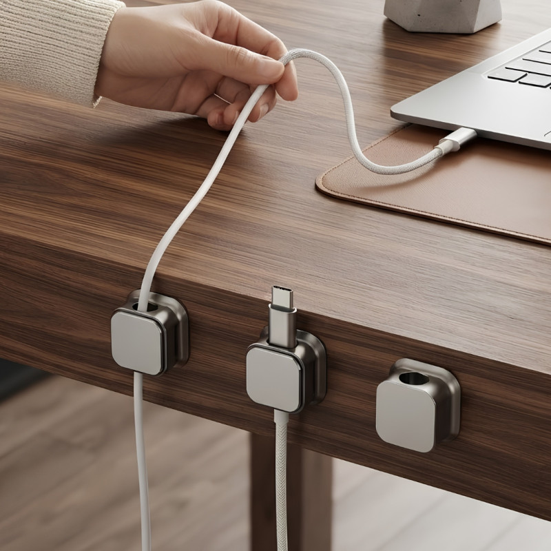 Magnetic 12pcs Sticky Cable Organizer Clips for Desk Home and Office Cable Management
