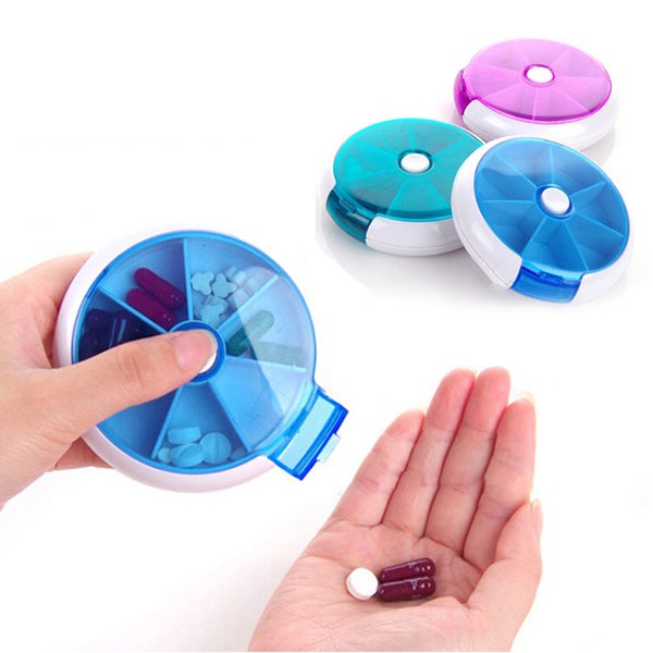 Plastic Pill Storage Organizer - Pills Round Case Box for Traveling