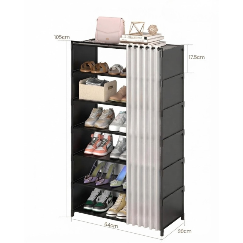 7 Layer Shoe Rack With Curtain