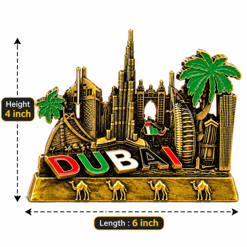 Metal dubai city skyline
