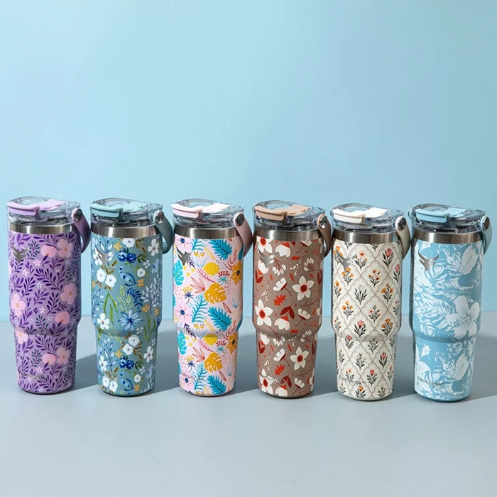Thermotrek Orchid Floral Vacuum Insulated Tumbler 900ml