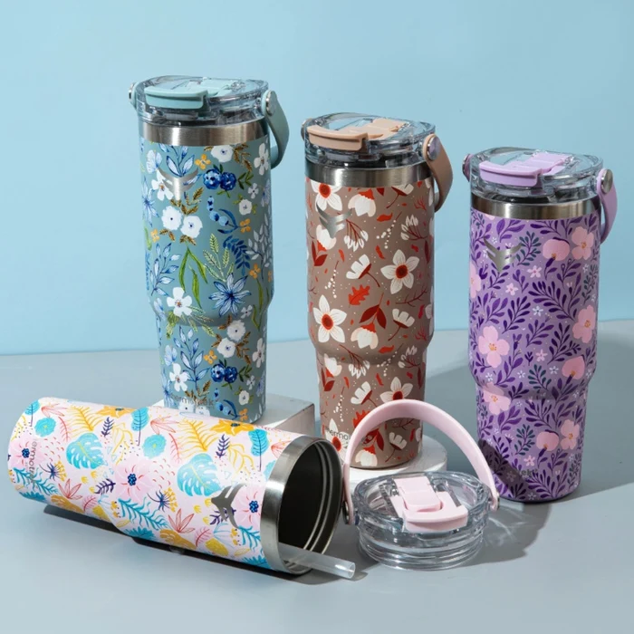 Thermotrek Orchid Floral Vacuum Insulated Tumbler 900ml