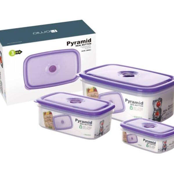 3 Pcs Air Tight Homio Pyramid Food Boxes