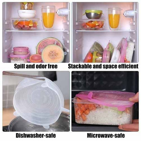6 Pcs Silicone Covers Lid - Airtight bowl Cover Lid