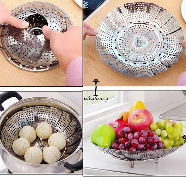 Folding Mesh Steamer Basket Steel