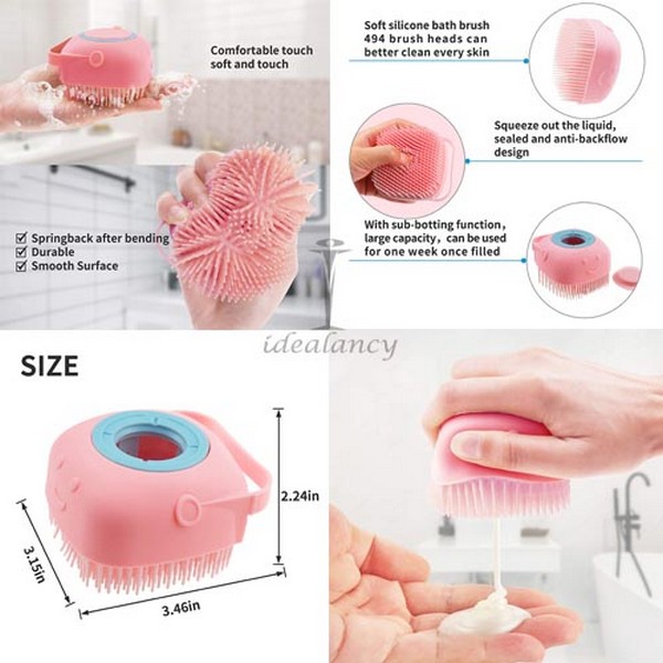 Silicone Soft Bath Body Brush with Shampoo Dispenser