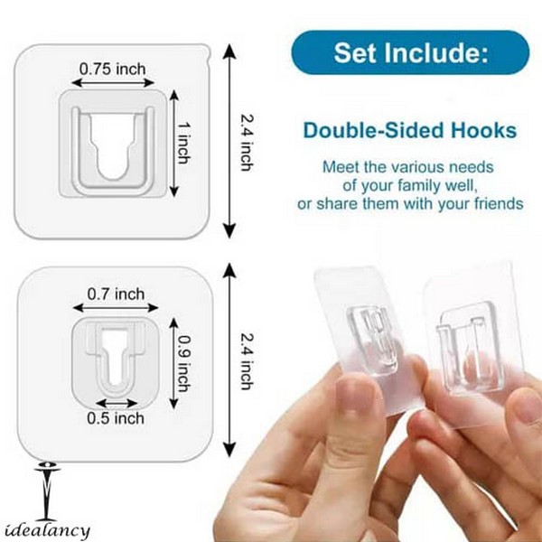 6 Pcs Double Sided Hooks Adhesive Wall Hanger