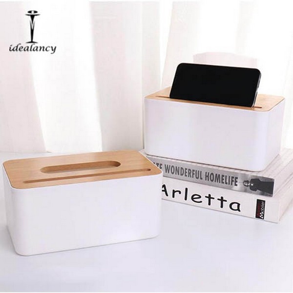 Creative Wooden Tissue Holder With Lid