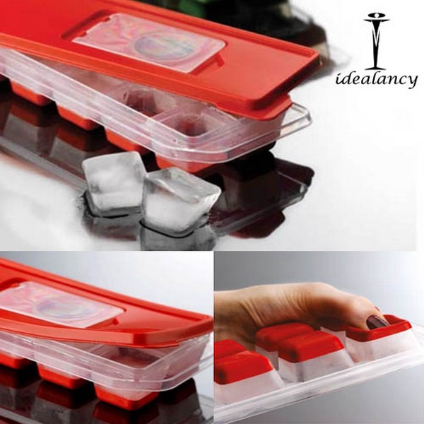 Silicone Ice Push Tray with Lid