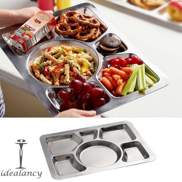 Food Tray 6 Portion - High Gauge Stainless Steel