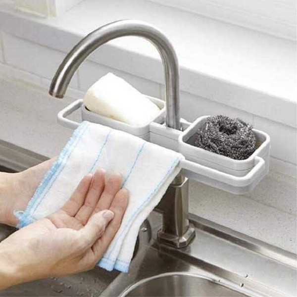 Sink Faucet Sponge Soap Storage Organizer