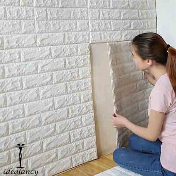 Pack of 4 3D Foam Brick Wall Sheets