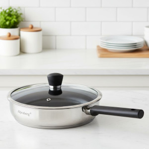 Alpenberg 26cm Stainless Steel Fry Pan with Glass Lid — Non-Stick Cookware-copy
