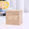 Wood LED Table Clock With Alarm & Voice Control