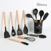 12pcs Silicone Utensil Set With Wooden Handle
