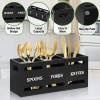 Wooden Utensil Holder With 3 Compartments