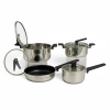 AlpenbergStainless Steel Cookware 8-Piece  Set – Non-Stick Frying Pans & Glass Lid Saucepots