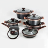 Alpenberg Cookware Set Gray & Copper 12-Piece Non Stick Pots & Pans with Glass Lids