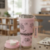 Floral Print Travel Coffee Insulated Cup
