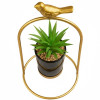 Golden Metal Bird Pot with Ceramic Plant