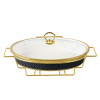 Brilliant Oval 16inch Serving Dish with Candle Stand Luxury Buffet Food Warmer