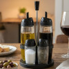 4 PCS Oil & Vinegar Bottle Set with Stand
