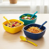 3 Pcs Plastic Square Bowl With Spoons