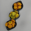 3 Section Melamine Black Appetizer Platter For Serving Snacks and Dips