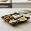 Wavy 4 Portion Black Tray One Piece for Serving