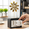 Golden Bloom Perpetual Calendar Elegant Desktop Date Display