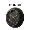 Heritage  Vintage 15 Inch Black Gold Wall Clock