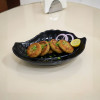 Melamine Black Leaf Medium Platter For Serving