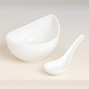 Melamine 3 PCS White Serving Set OF Bowl Saucer And Soup Spoon