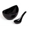 Melamine 3 PCS Black Serving Set OF Bowl Saucer And Soup Spoon