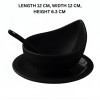 Melamine 3 PCS Black Serving Set OF Bowl Saucer And Soup Spoon