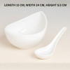 Melamine 2 PCS White Serving Set OF Bowl And Soup Spoon