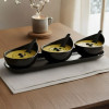 Melamine 7 PCS Black Serving Set OF Bowls And Soup Spoons With Tray