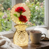 LED Artificial Rose Globe Lamp With Bow Crystal Base Night Light