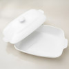 Melamine White Rectangle Serving Bowl With Lid